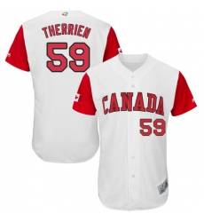 Men's Canada Baseball Majestic #59 Jessen Therrien White 2017 World Baseball Classic Authentic Team Jersey