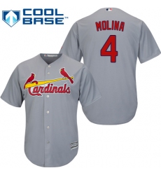 Youth Majestic St. Louis Cardinals #4 Yadier Molina Replica Grey Road Cool Base MLB Jersey