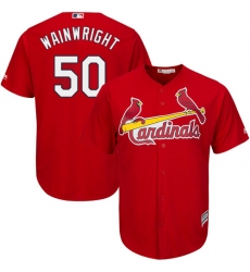 Men's Majestic St. Louis Cardinals #50 Adam Wainwright Replica Red Cool Base MLB Jersey