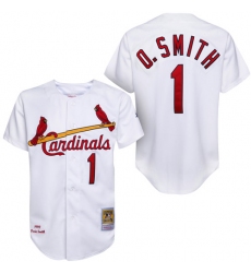 Men's Mitchell and Ness 1992 St. Louis Cardinals #1 Ozzie Smith Authentic White Throwback MLB Jersey
