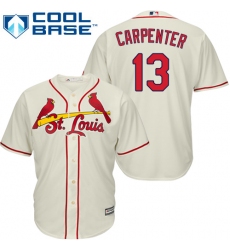 Youth Majestic St. Louis Cardinals #13 Matt Carpenter Authentic Cream Alternate Cool Base MLB Jersey