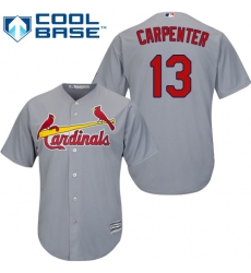 Youth Majestic St. Louis Cardinals #13 Matt Carpenter Replica Grey Road Cool Base MLB Jersey