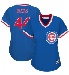 Women's Majestic Chicago Cubs #44 Anthony Rizzo Authentic Royal Blue Cooperstown MLB Jersey