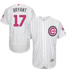 Men's Majestic Chicago Cubs #17 Kris Bryant Authentic White 2016 Mother's Day Fashion Flex Base MLB Jersey