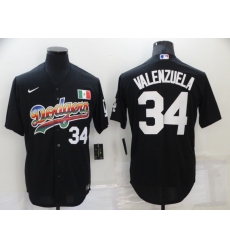 Men's Nike Los Angeles Dodgers #34 Fernando Valenzuela Black Authentic Jersey