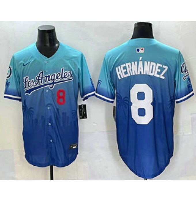 Men's Los Angeles Dodgers #8 Enrique Hernandez Blue 2025 City Connect Limited Stitched Jersey