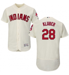 Men's Majestic Cleveland Indians #28 Corey Kluber Cream Alternate Flex Base Authentic Collection MLB Jersey