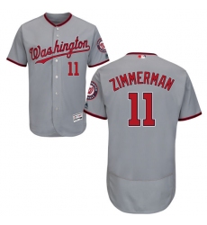 Men's Majestic Washington Nationals #11 Ryan Zimmerman Grey Road Flex Base Authentic Collection MLB Jersey