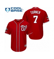 Youth Washington Nationals #7 Trea Turner Authentic Red Alternate 1 Cool Base 2019 World Series Champions Baseball Jersey