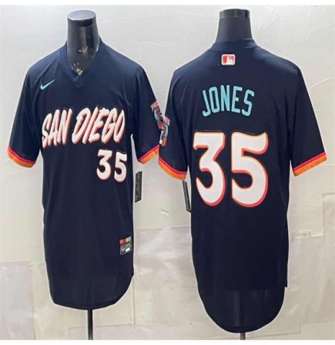 Men's San Diego Padres #35 Randy Jones Obsidian 2026 City Connect Stadium Stitched Baseball Jersey