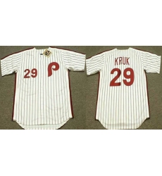 Men's Philadelphia Phillies #29 John Kruk White Stitched Jersey