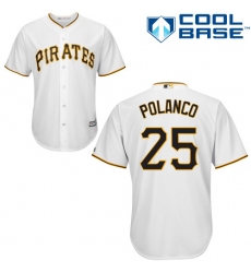 Youth Majestic Pittsburgh Pirates #25 Gregory Polanco Authentic White Home Cool Base MLB Jersey