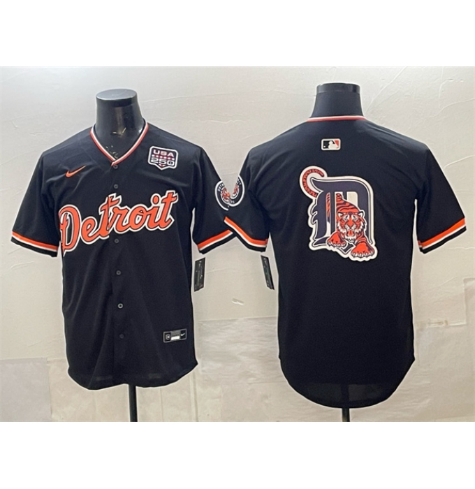 Men's Detroit Tigers Team Big Logo Navy 2026 Alternate USA 250 Vapor Premier Limited Stitched Baseball Jersey