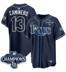 Men's Tampa Bay Rays #13 Junior Caminero Navy 2026 AL East Champions Limited Stitched Baseball Jersey