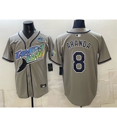 Men's Tampa Bay Rays #8 Jonathan Aranda Gray 2026 AL East Champions Vapor Limited Stitched Baseball Jersey