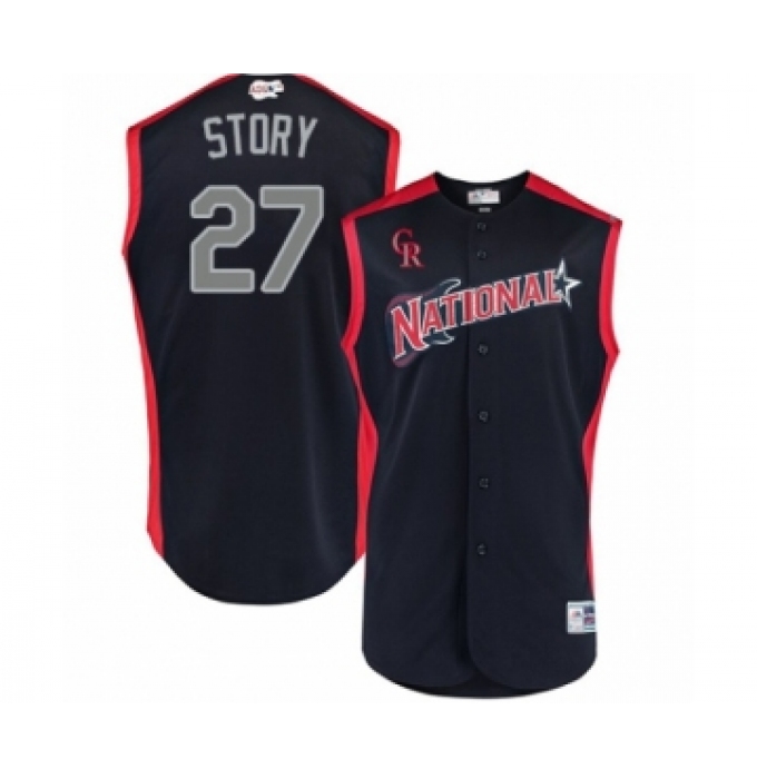 Youth Colorado Rockies #27 Trevor Story Authentic Navy Blue National League 2019 Baseball All-Star Jersey