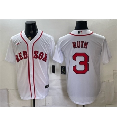 Men's Boston Red Sox #3 Babe Ruth White Cool Base Stitched Baseball Jersey