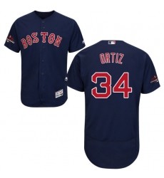 Men's Majestic Boston Red Sox #34 David Ortiz Navy Blue Alternate Flex Base Authentic Collection 2018 World Series Champions MLB Jersey