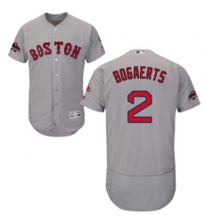 Men's Majestic Boston Red Sox #2 Xander Bogaerts Grey Road Flex Base Authentic Collection 2018 World Series Champions MLB Jersey