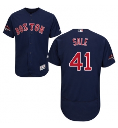 Men's Majestic Boston Red Sox #41 Chris Sale Navy Blue Alternate Flex Base Authentic Collection 2018 World Series Champions MLB Jersey