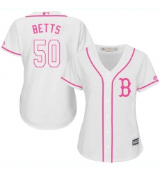 Women's Majestic Boston Red Sox #50 Mookie Betts Authentic White Fashion MLB Jersey