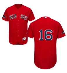 Men's Majestic Boston Red Sox #16 Andrew Benintendi Red Alternate Flex Base Authentic Collection 2018 World Series Champions MLB Jersey
