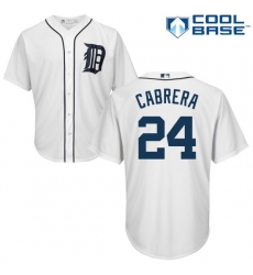 Youth Majestic Detroit Tigers #24 Miguel Cabrera Authentic White Home Cool Base MLB Jersey