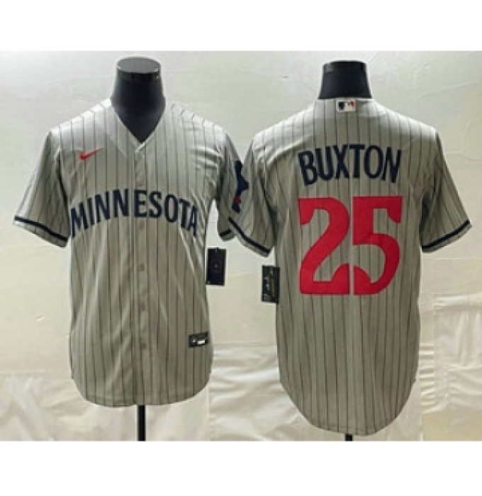 Men's Minnesota Twins #25 Byron Buxton 2023 Grey Home Team Cool Base Stitched Jersey