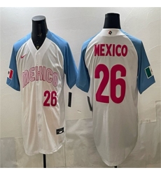 Men's Mexico Baseball #26 Mexico White 2026 World Baseball Classic Home Stadium Stitched Jersey