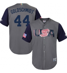 Men's USA Baseball Majestic #44 Paul Goldschmidt Gray 2017 World Baseball Classic Replica Team Jersey