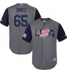 Men's USA Baseball Majestic #65 Nate Jones Gray 2017 World Baseball Classic Replica Team Jersey