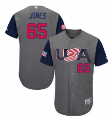 Youth USA Baseball Majestic #65 Nate Jones Gray 2017 World Baseball Classic Authentic Team Jersey