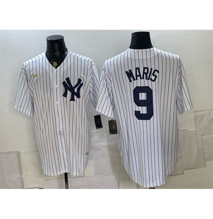 Men's New York Yankees #9 Roger Maris White Home Cool Base Stitched Baseball Jersey