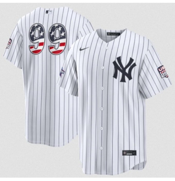Men's New York Yankees #99 Aaron Judge White 2026 All-Star Edition Stars & Stripes & USA 250 Fourth of July Home Stadium Stitched Baseball Jersey