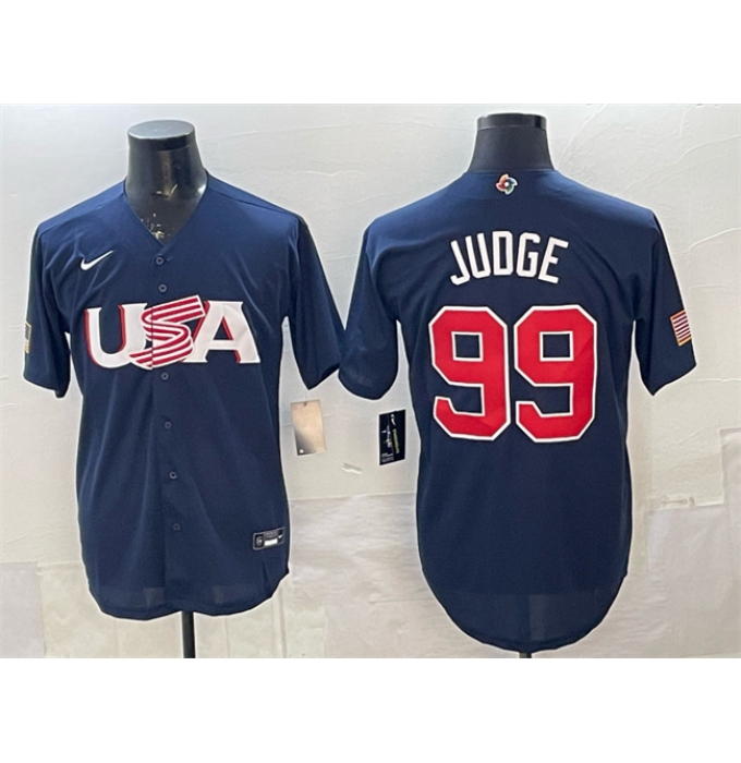 Men's USA Baseball #99 Aaron Judge 2023 Navy World Baseball Classic Stitched Jersey