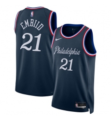 Men's Philadelphia 76ers #21 Joel Embiid Navy 2025-26 City Edition Swingman Stitched Jersey