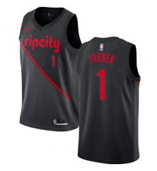 Youth Nike Portland Trail Blazers #1 Evan Turner Swingman Black NBA Jersey - 2018 19 City Edition