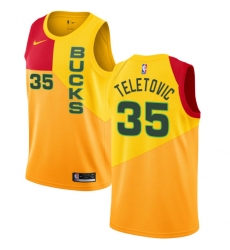 Women's Nike Milwaukee Bucks #35 Mirza Teletovic Swingman Yellow NBA Jersey - City Edition