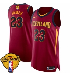 Men's Nike Cleveland Cavaliers #23 LeBron James Authentic Maroon 2018 NBA Finals Bound NBA Jersey - Icon Edition