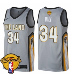 Men's Nike Cleveland Cavaliers #34 Tyrone Hill Swingman Gray 2018 NBA Finals Bound NBA Jersey - City Edition