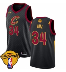 Women's Nike Cleveland Cavaliers #34 Tyrone Hill Authentic Black 2018 NBA Finals Bound NBA Jersey Statement Edition