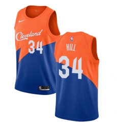 Women's Nike Cleveland Cavaliers #34 Tyrone Hill Swingman Blue NBA Jersey - City Edition