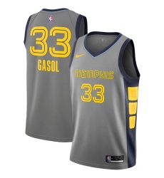 Men's Nike Memphis Grizzlies #33 Marc Gasol Swingman Gray NBA Jersey - City Edition