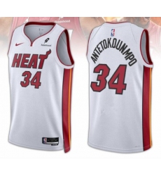Men's Miami Heat #34 Giannis Antetokounmpo White 2025 Association Edition Swingman Stitched Basketball Jersey