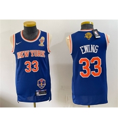 Men's New Yok Knicks #33 Patrick Ewing Blue 2026 Finals Champions Stitched Jersey