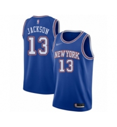 Men's New York Knicks #13 Mark Jackson Authentic Blue Basketball Jersey - Statement Edition