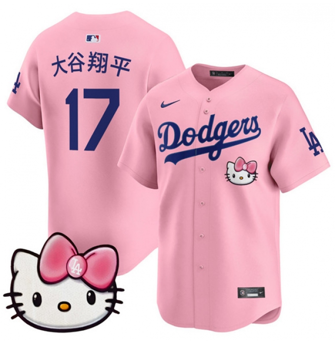 Men's Los Angeles Dodgers #17 大谷翔平 Pink 2025 Hello Kitty Vapor Limited Stitched Baseball Jersey