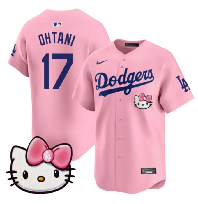 Men's Los Angeles Dodgers #17 Shohei Ohtani Pink 2025 Hello Kitty Vapor Limited Stitched Baseball Jersey