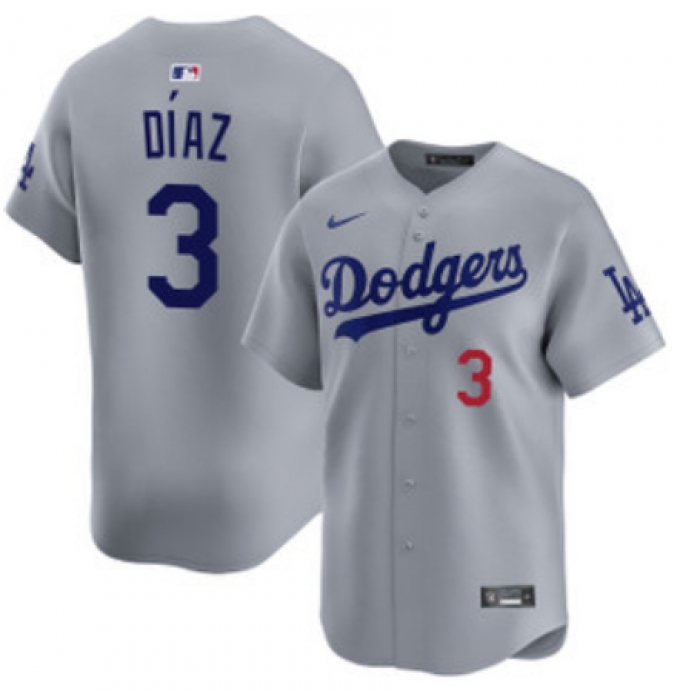 Men's Los Angeles Dodgers #3 Edwin Díaz Royal Limited Stitched Baseball Jersey