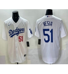 Men's Los Angeles Dodgers #51 Alex Vesia White Stitched Cool Base Nike Jersey